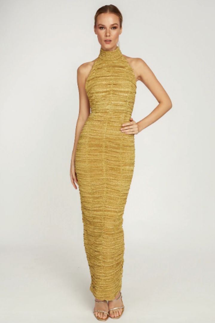 Farida Backless Gold Gown by Sau Lee - FINAL SALE