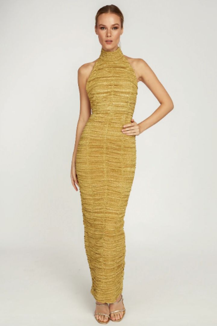 Farida Backless Gold Gown by Sau Lee - RENTAL