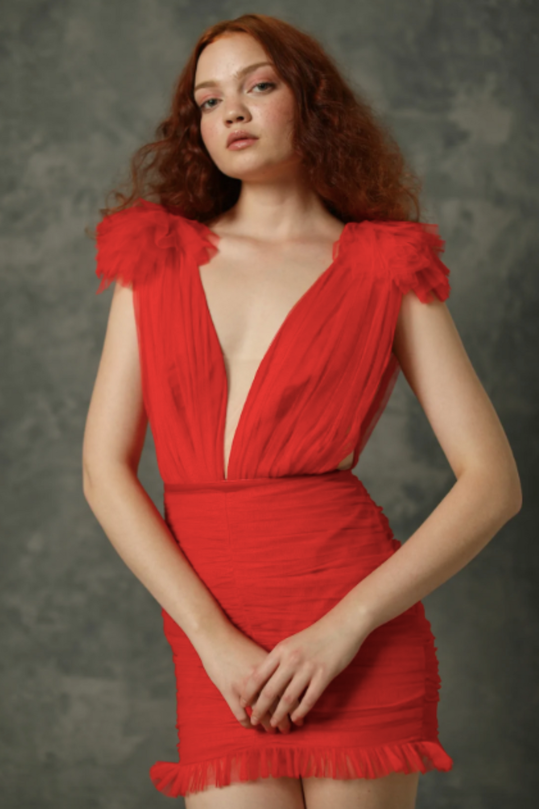 Harlie Mini Dress in Red by Sau Lee