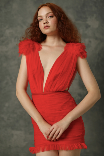 Harlie Mini Dress in Red by Sau Lee - RENTAL