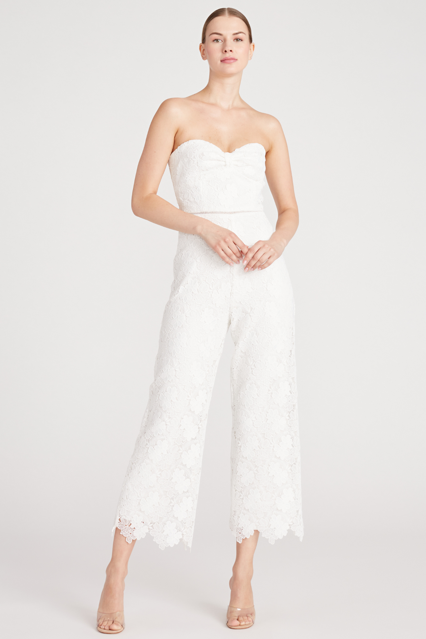 Vida White Lace Jumpsuit by ML Monique Lhuillier - RENTAL