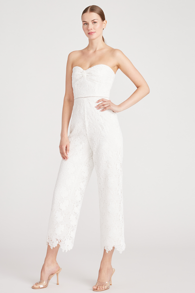 Vida White Lace Jumpsuit by ML Monique Lhuillier - RENTAL