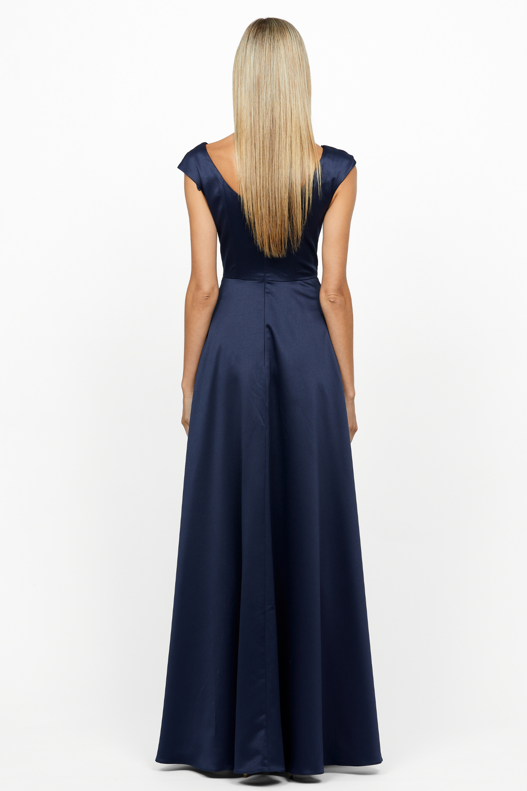 green emerald velvet dress Bariano Nora V Neck Satin Formal Dress Red with Side Slit main image 1