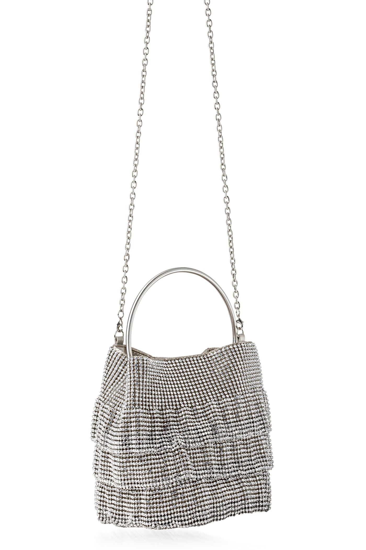 Soleil Bucket Bag in Silver by Whiting and Davis - RENTAL