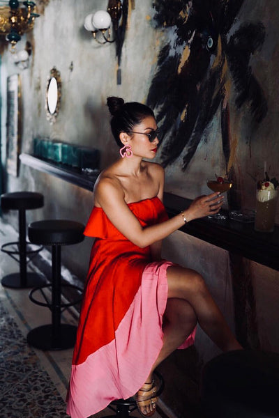 Chloe Pleated Colourblock Dress by Aidan Mattox - FINAL SALE