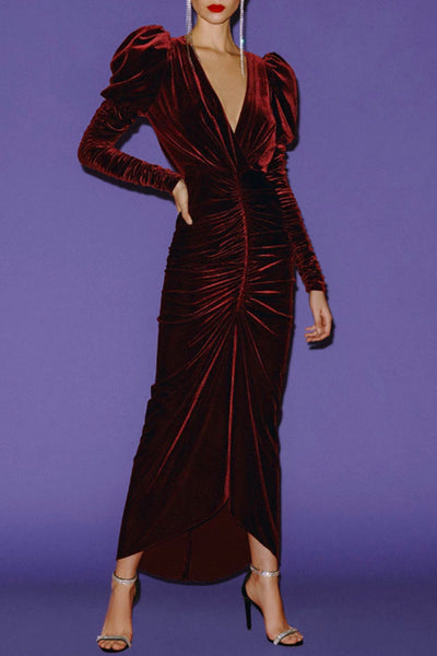 Ronny Kobo Alicia Velvet Dress Wine