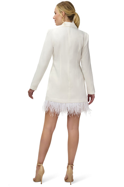 Ivory Feather Blazer Dress by Aidan Mattox - RENTAL