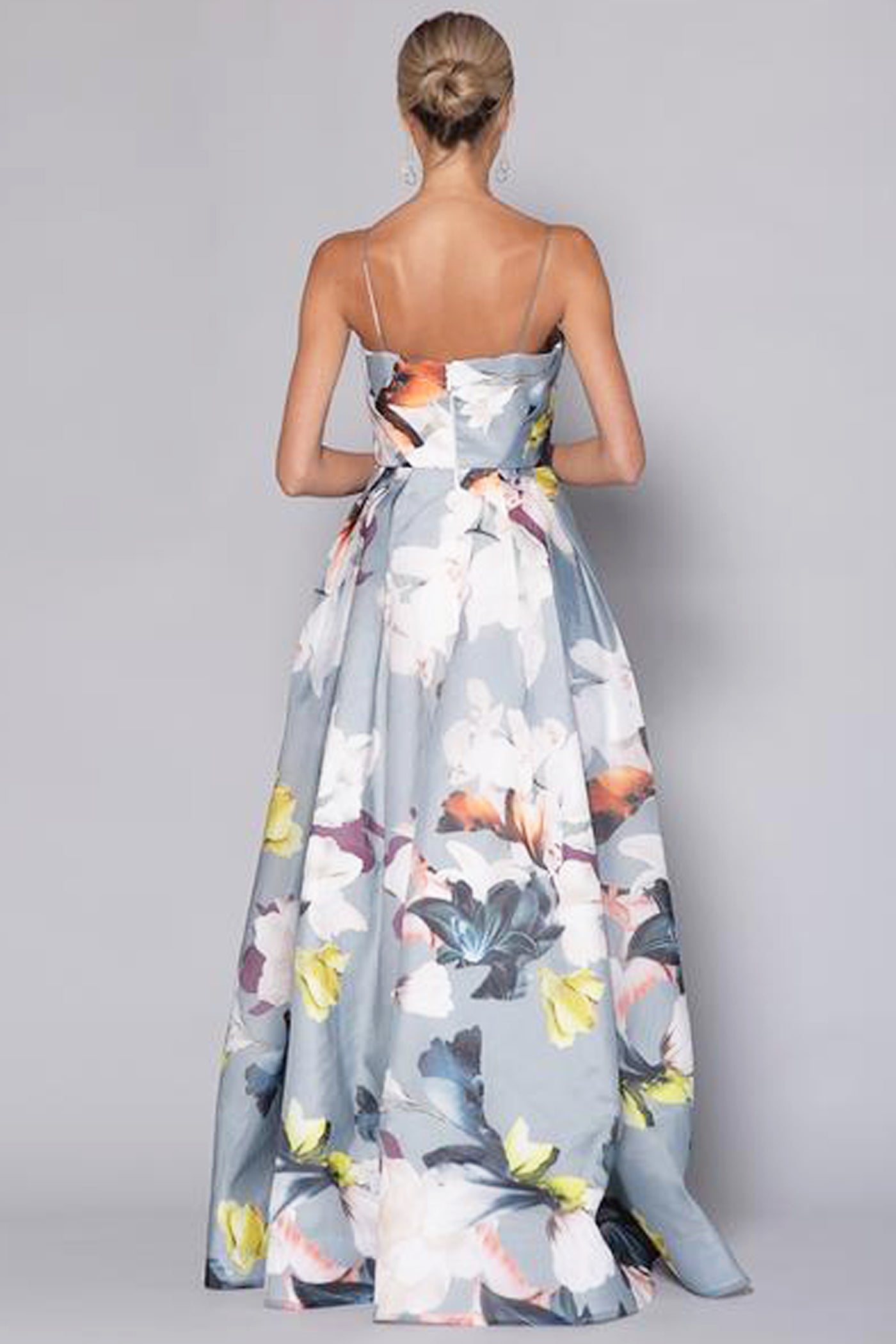 Floral print ballgown rental by Bariano at The Fitzroy