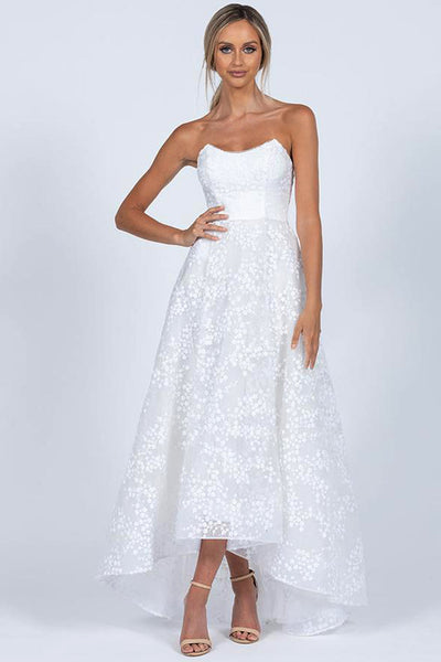 Jane Strapless High-Low Gown by Bariano - RENTAL