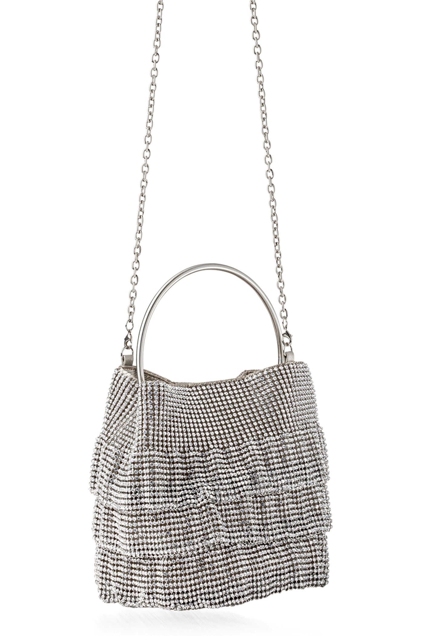 Soleil Bucket Bag in Silver by Whiting and Davis - RENTAL