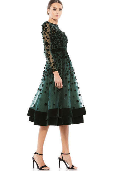 Champs Élysées Embellished Cocktail Dress in Green by Mac Duggal - FINAL SALE