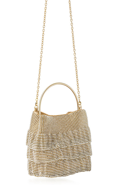 Soleil Bucket Bag in Gold by Whiting and Davis - RENTAL