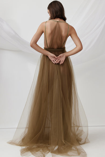 Cynthia Tulle Gown in Olive by Lexi - RENTAL
