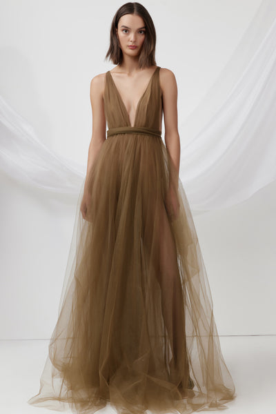 Cynthia Tulle Gown in Olive by Lexi - RENTAL
