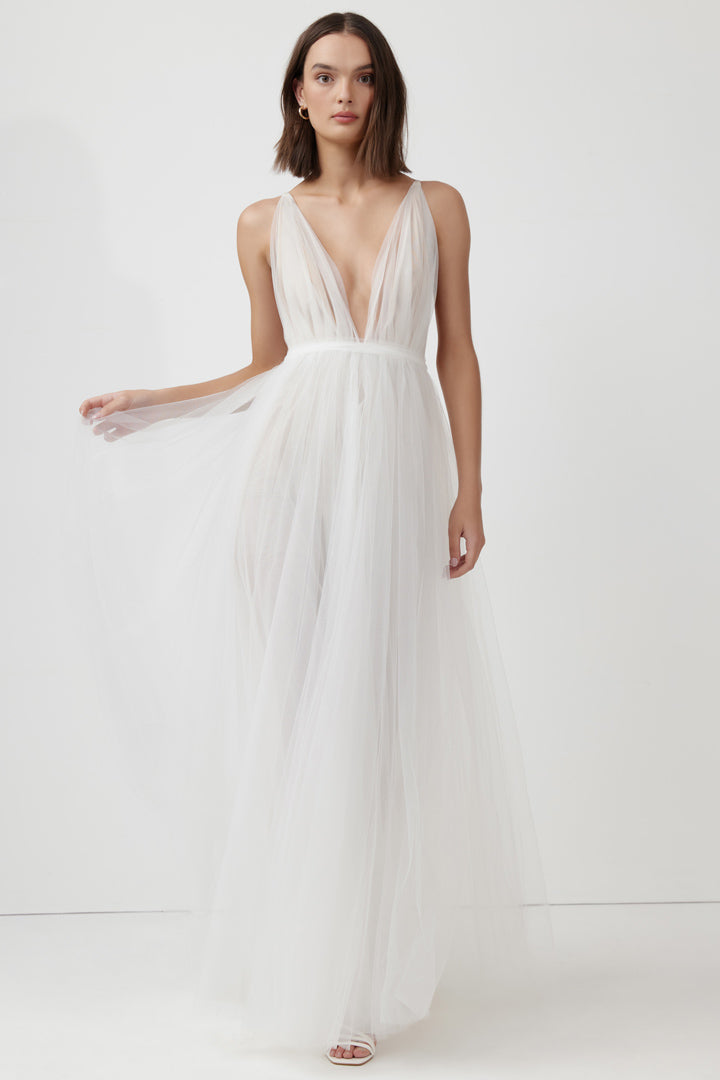 Cynthia Tulle Gown in White by Lexi - RENTAL