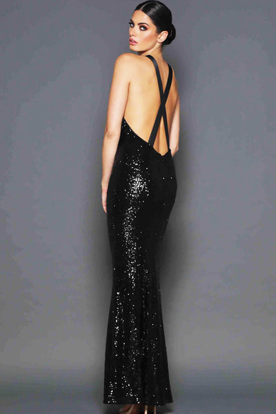 Danny Sequin Gown in Black by Elle Zeitoune - RENTAL