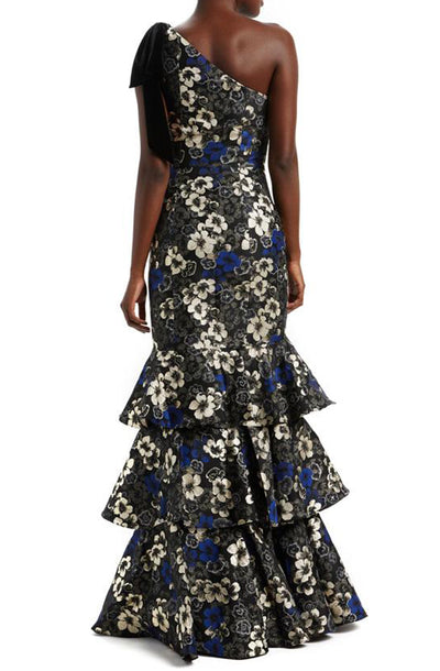 Odessa One Shoulder Tiered Gown by ML Monique Lhuillier - RENTAL