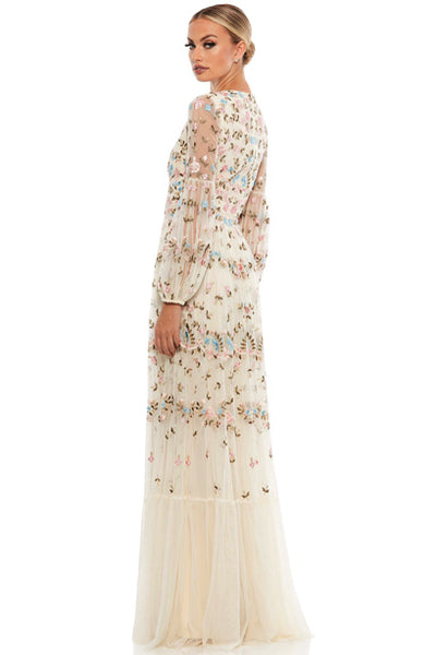EMBROIDERED BLOUSON SLEEVE GOWN MAC DUGGAL