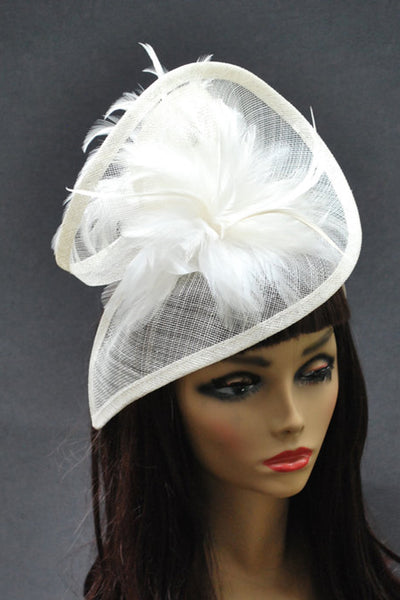 Ivory Tower White Fascinator - RENTAL