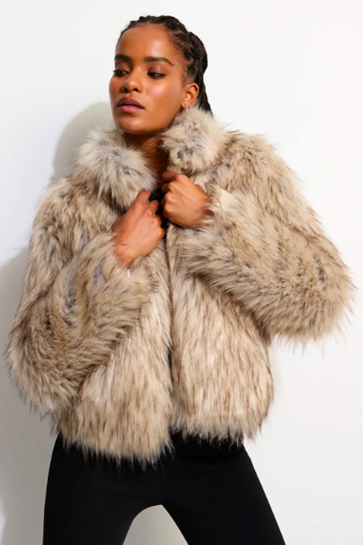 Fur Delish Faux Fur Jacket in Natural by Unreal Fur - RENTAL