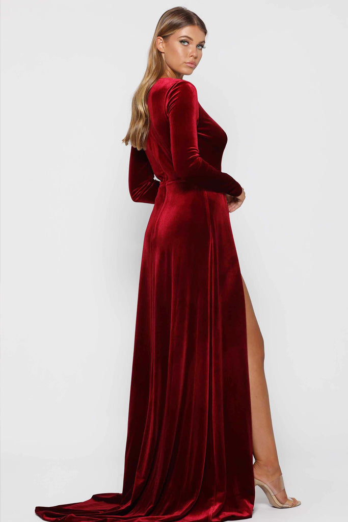 Wine Red Fontaine Gown by Elle Zeitoune