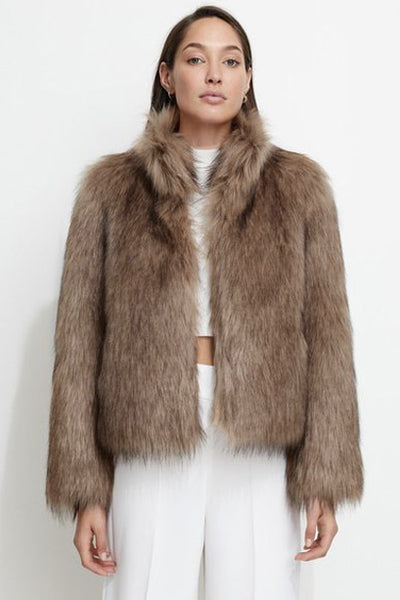 Fur Delish Faux Fur Jacket in Mocha by Unreal Fur - RENTAL