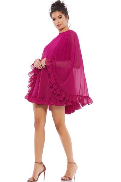mini ruffle cape dress Mac Duggal