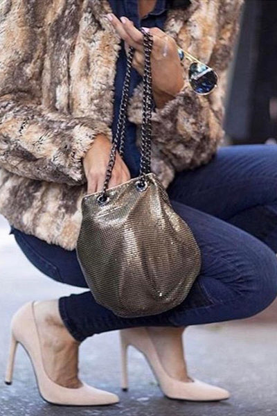 Bucket Bag in Antique Gold by Whiting and Davis - RENTAL