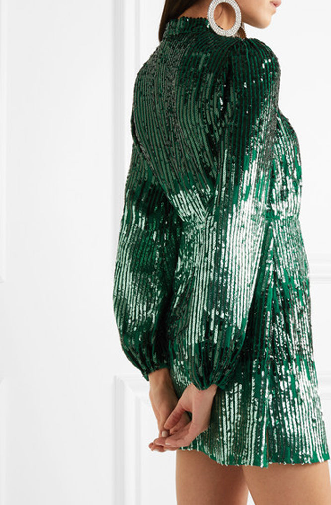 Samantha Sequin Mini Dress in Green by Rixo London - FINAL SALE The Fitzroy Samantha Sequin Mini Dress in Green by Rixo London - FINAL SALE The Fitzroy