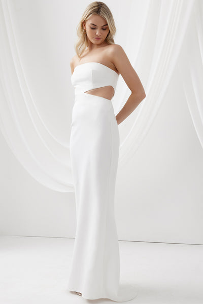 Serafina Cut Out Dress in White by Lexi - RENTAL