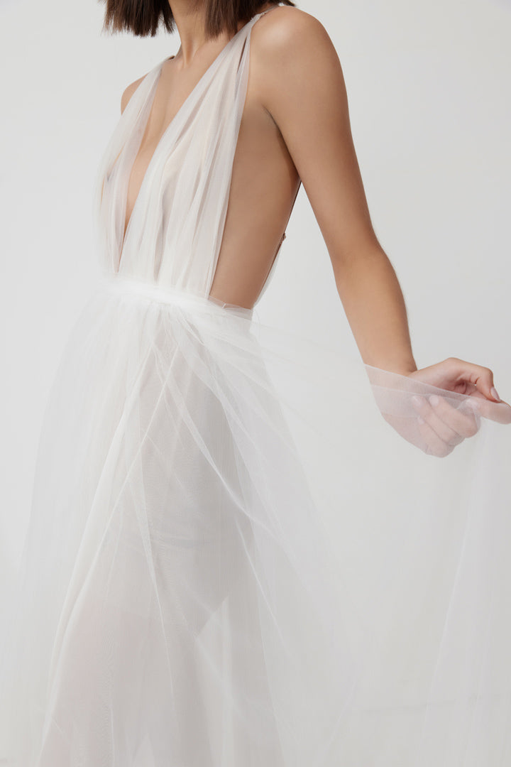 Cynthia Tulle Gown in White by Lexi - RENTAL