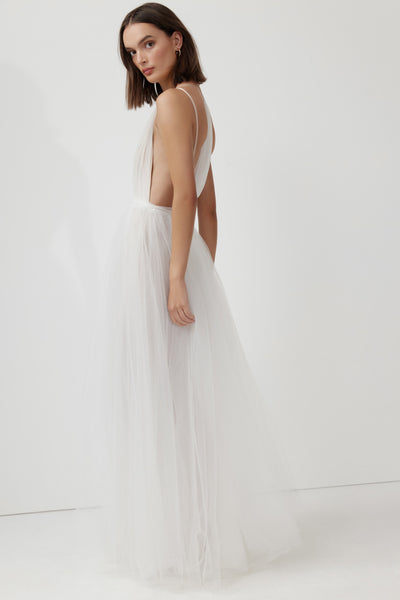 Cynthia Tulle Gown in White by Lexi - RENTAL