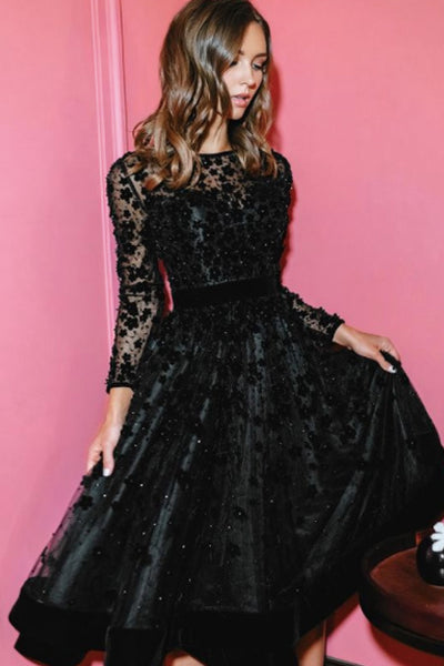 Champs Élysées Embellished Cocktail Dress in Black by Mac Duggal - FINAL SALE