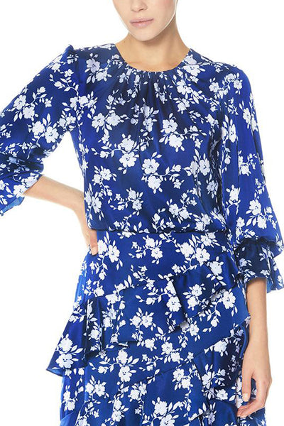Loretta Ruffle Floral Print Midi Dress by ML Monique Lhuillier - RENTAL