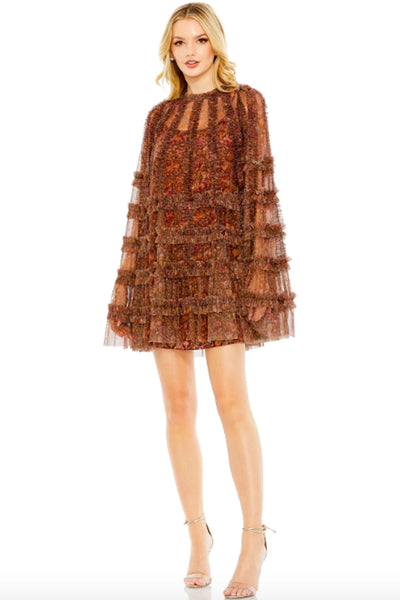 Chouette Ruffle Mini Dress by Mac Duggal - RENTAL