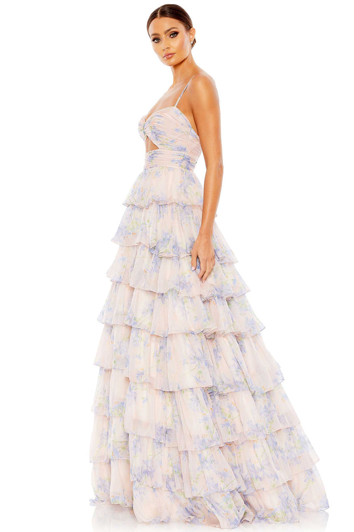 MAC DUGGALFLORAL CUT OUT RUFFLE LAYERED GOWN