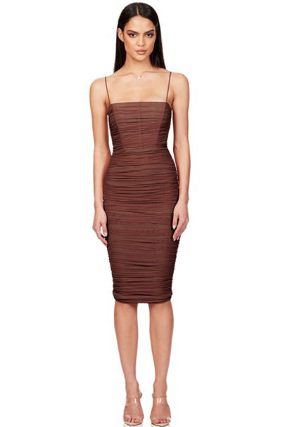 Nookie Mecca Midi Dress in Chocolate