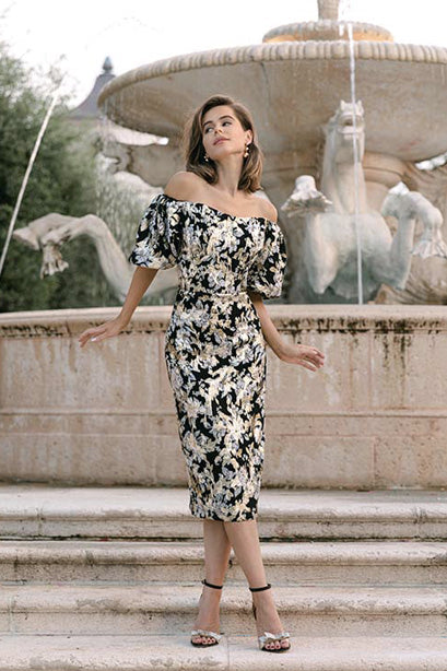 Oro Off The Shoulder Midi Dress by ML Monique Lhuillier - FINAL SALE