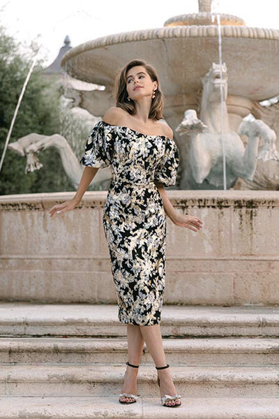 Oro Off The Shoulder Midi Dress by ML Monique Lhuillier - FINAL SALE
