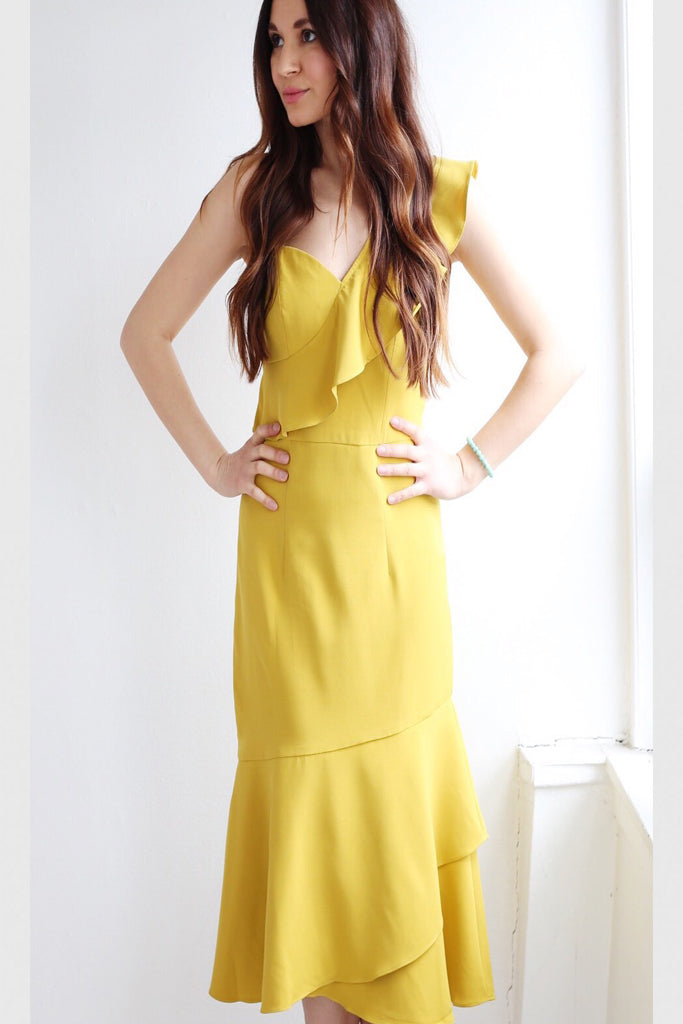 Mindy Mustard Midi Dress by Bariano - FINAL SALE