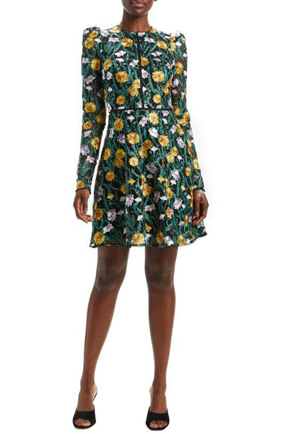 Monique L'Hullier Jet Multi Puff Sleeve Mini Dress