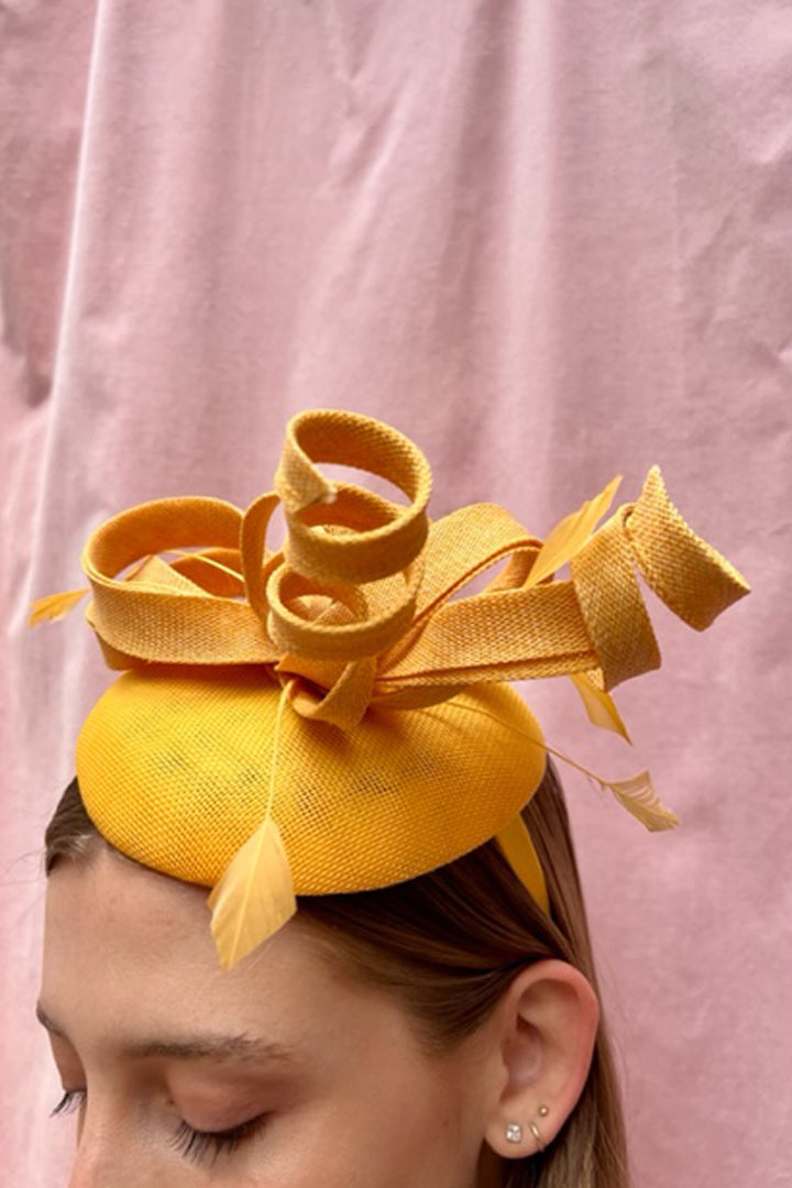 Prost Yellow Fascinator - RENTAL