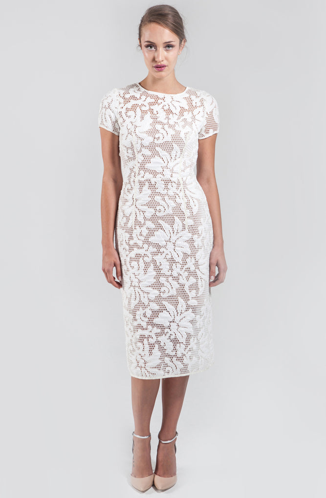Hattie White Mesh Midi Dress by Narces - FINAL SALE