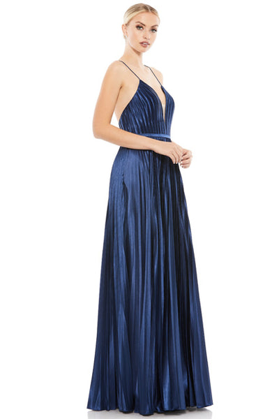 Nightingale Navy Pleated Gown by Mac Duggal - RENTAL