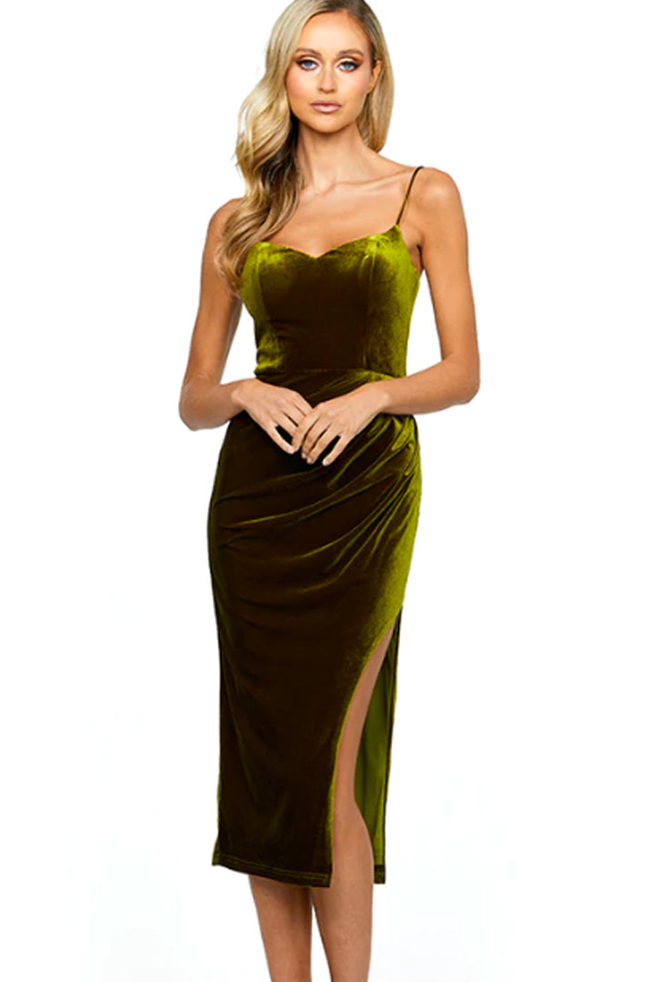 Daria Draped Midi Dress by Bariano - RENTAL