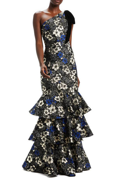 Odessa One Shoulder Tiered Gown by ML Monique Lhuillier - RENTAL