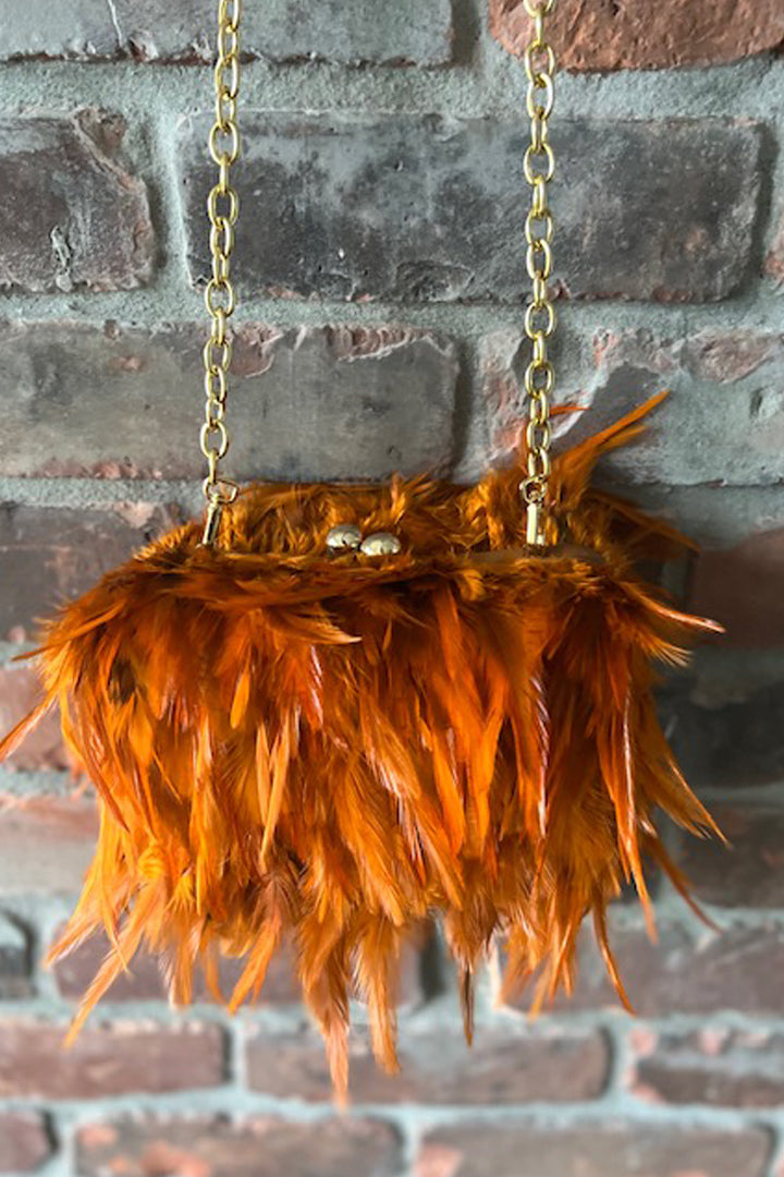Phoenix Feather Bag in Orange by Serpui - RENTAL