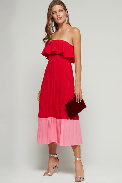 Pink and red pleated Aidan Mattox dress