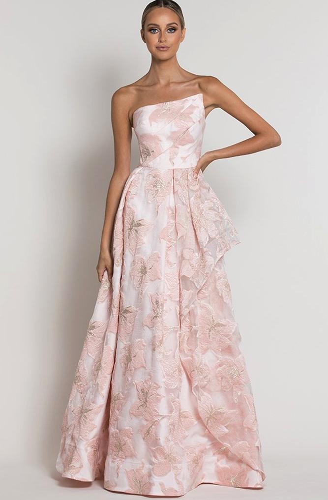 Pink floral ballgown by Bariano - Rental