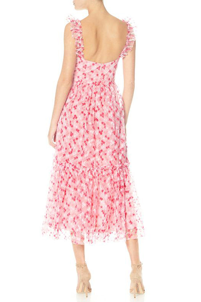 Peony Pleated Midi Dress by ML Monique Lhuillier - RENTAL